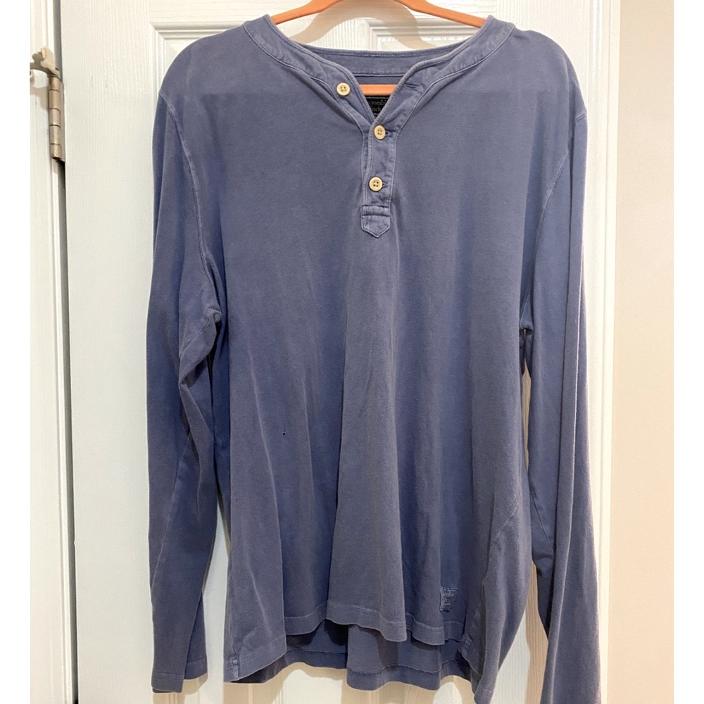 Abercrombie & Fitch Men’s XXL Henley Faded Blue Long Sleeve Shirt